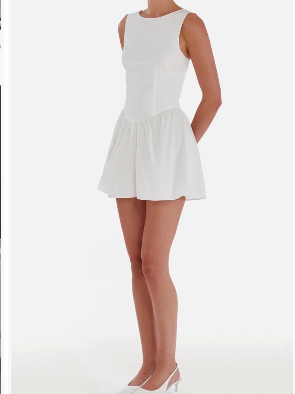 NWT Amanda Uprichard White Sleeveless Fit-and-Flare romper